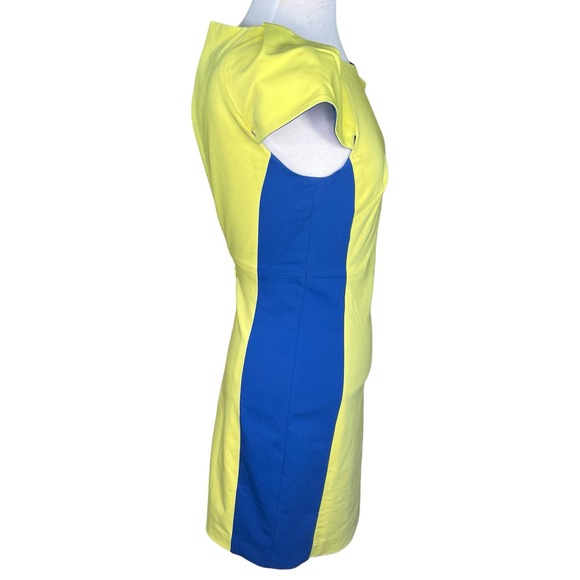 Belle Badgley Mischka Chartreuse & Blue Sheath Dress Size 2 - Picture 4 of 10
